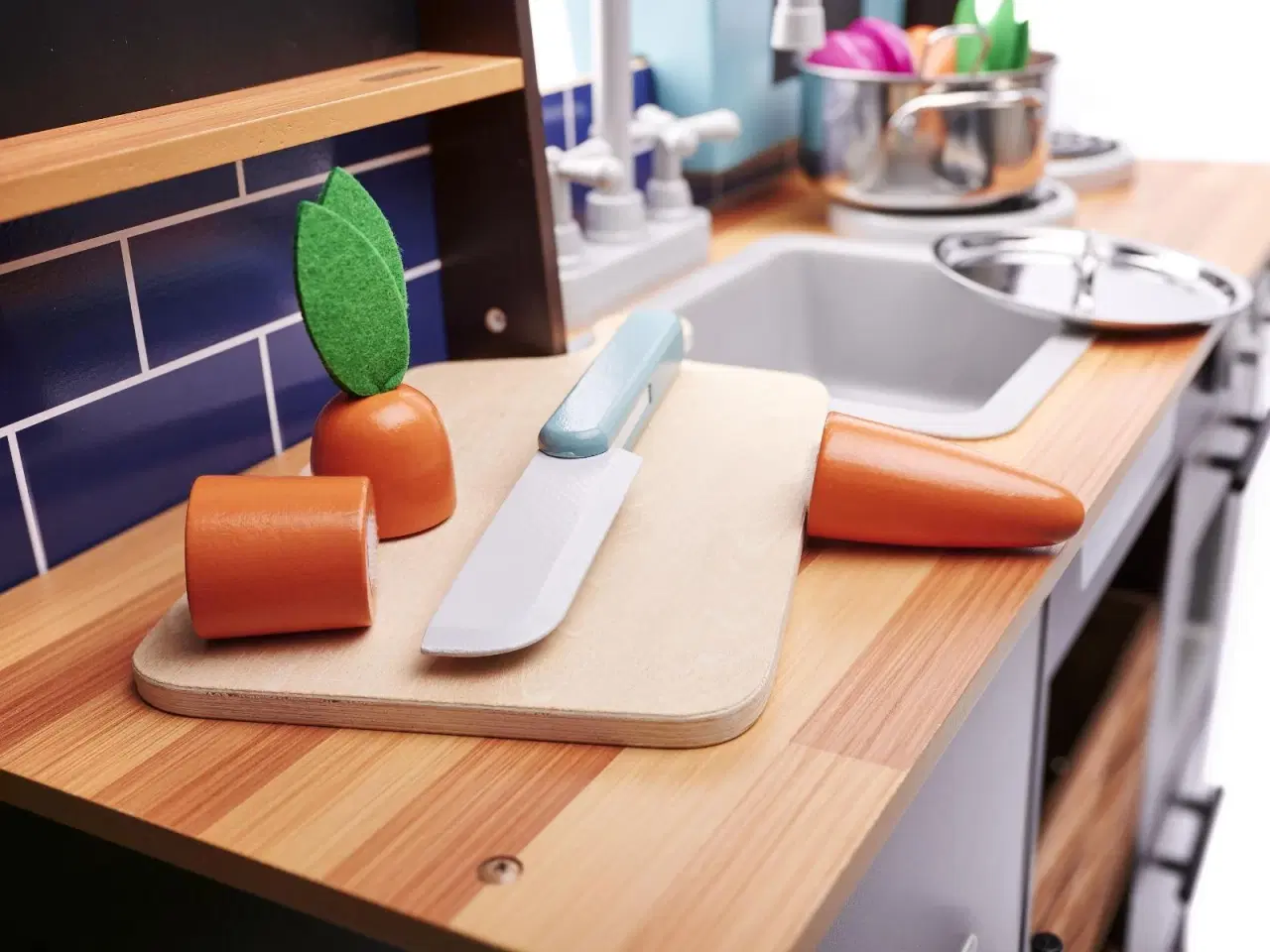 Billede 12 - Legekøkken i træ MDF med tilbehør LOFT XXL 96 cm