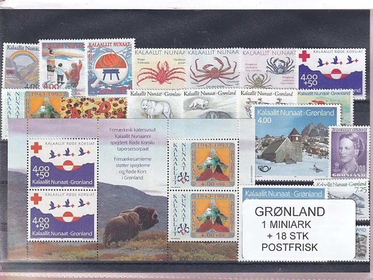 Billede 1 - Grønland - 1 Stk. Miniark + 18 Stk. - Postfrisk