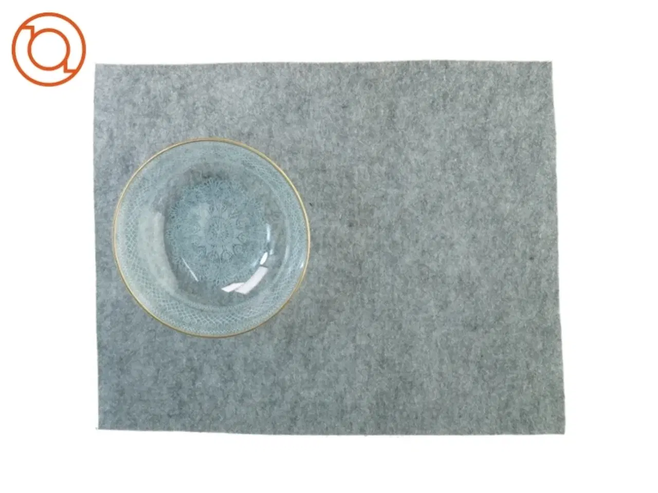 Billede 3 - Glasskål med Blonde Dekoration og Guldkant (str. 22 x 5 cm)