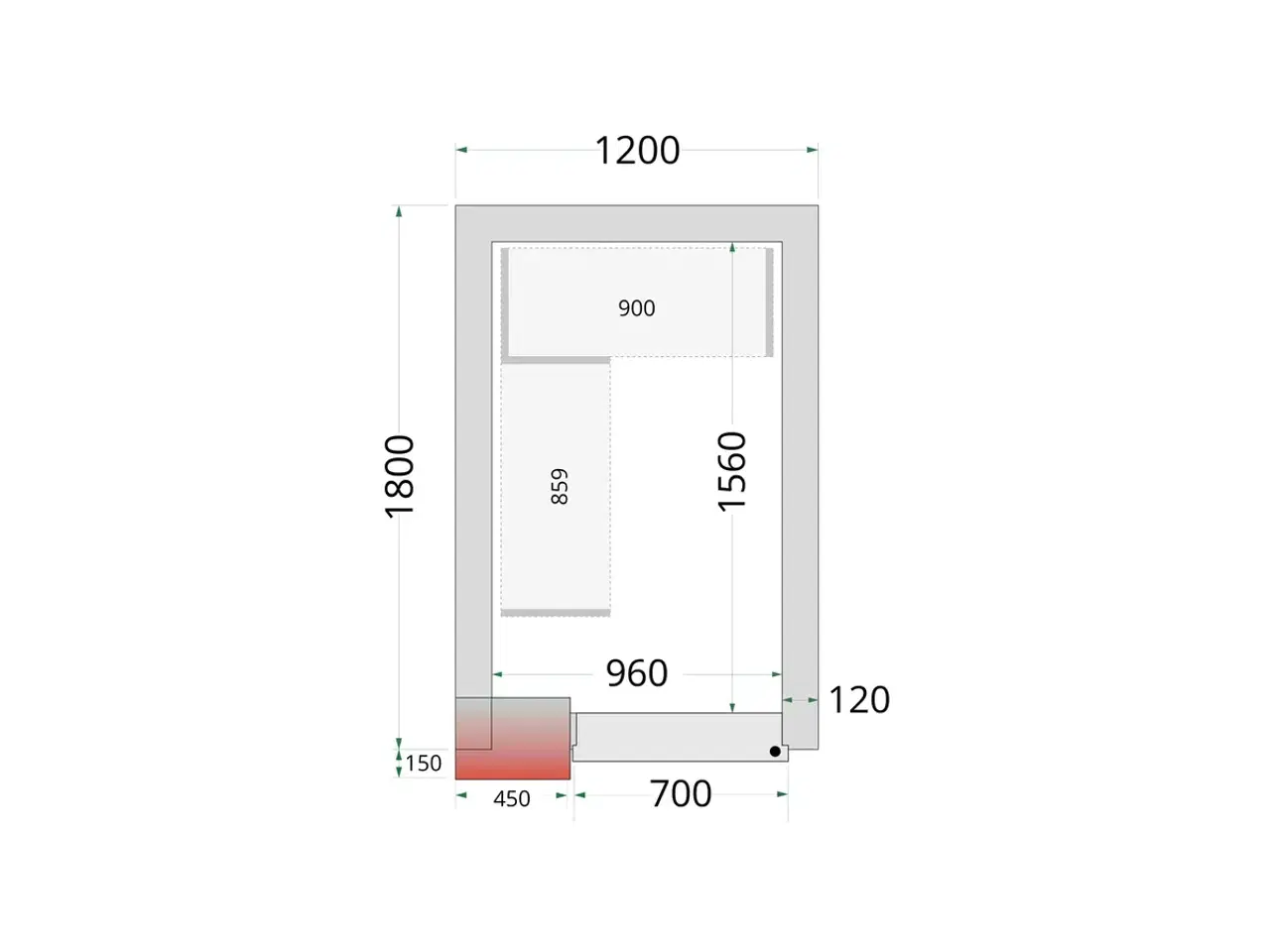 Billede 2 -  Tefcold Fryserum – 1200 x 1800 x 2200 mm