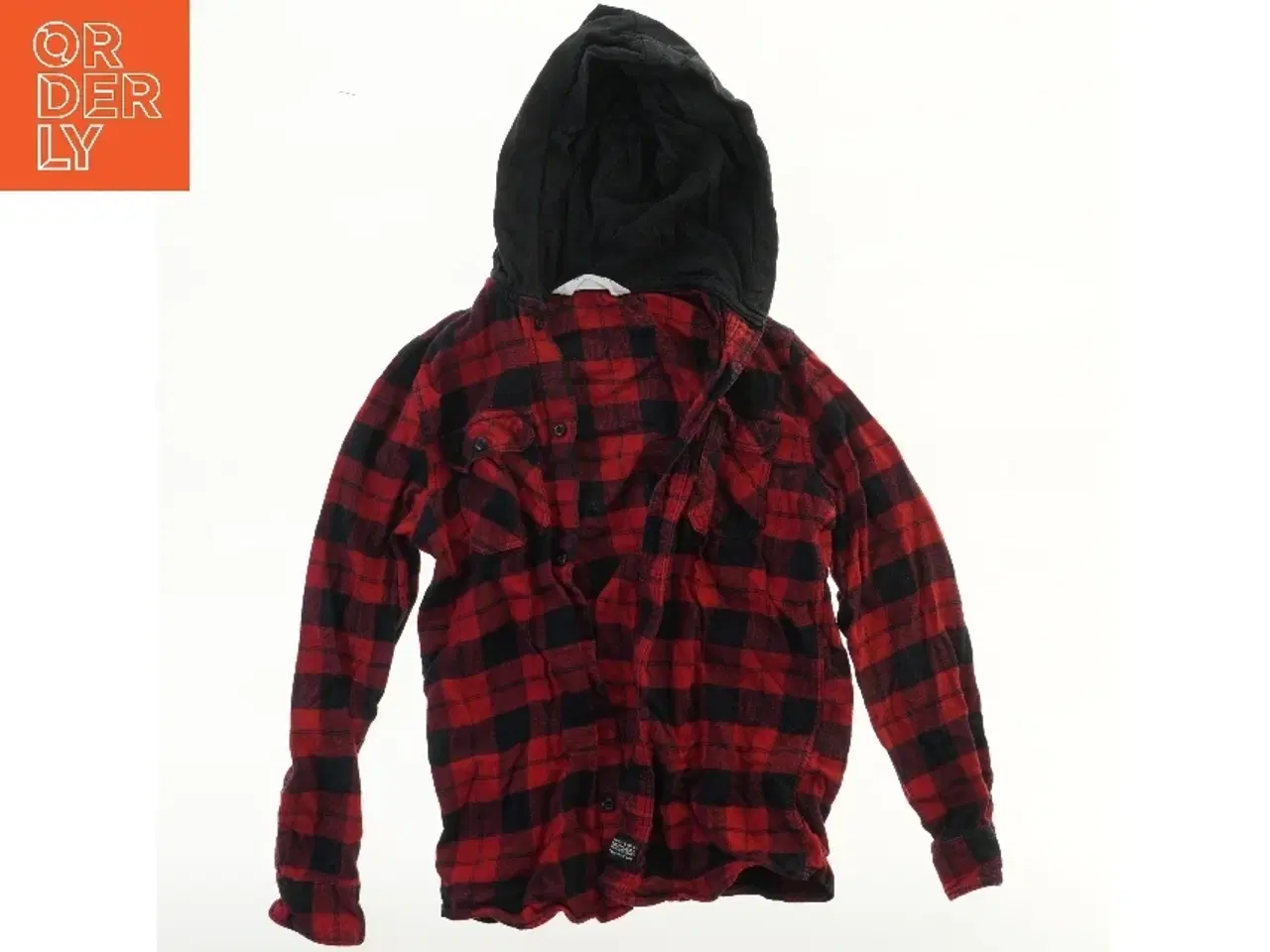 Billede 1 - Rød og Sort ternet skjorte med hætte fra H&M (str. 152)