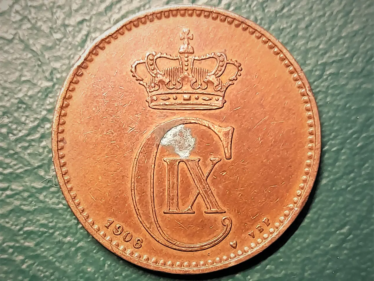 Billede 1 - 5 ØRE 1906 CHRISTIAN IX (Pudset, ellers Pæn)