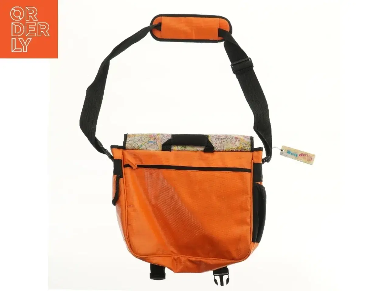 Billede 3 - Orange skuldertaske med kortdesign (str. 41x39 cm)