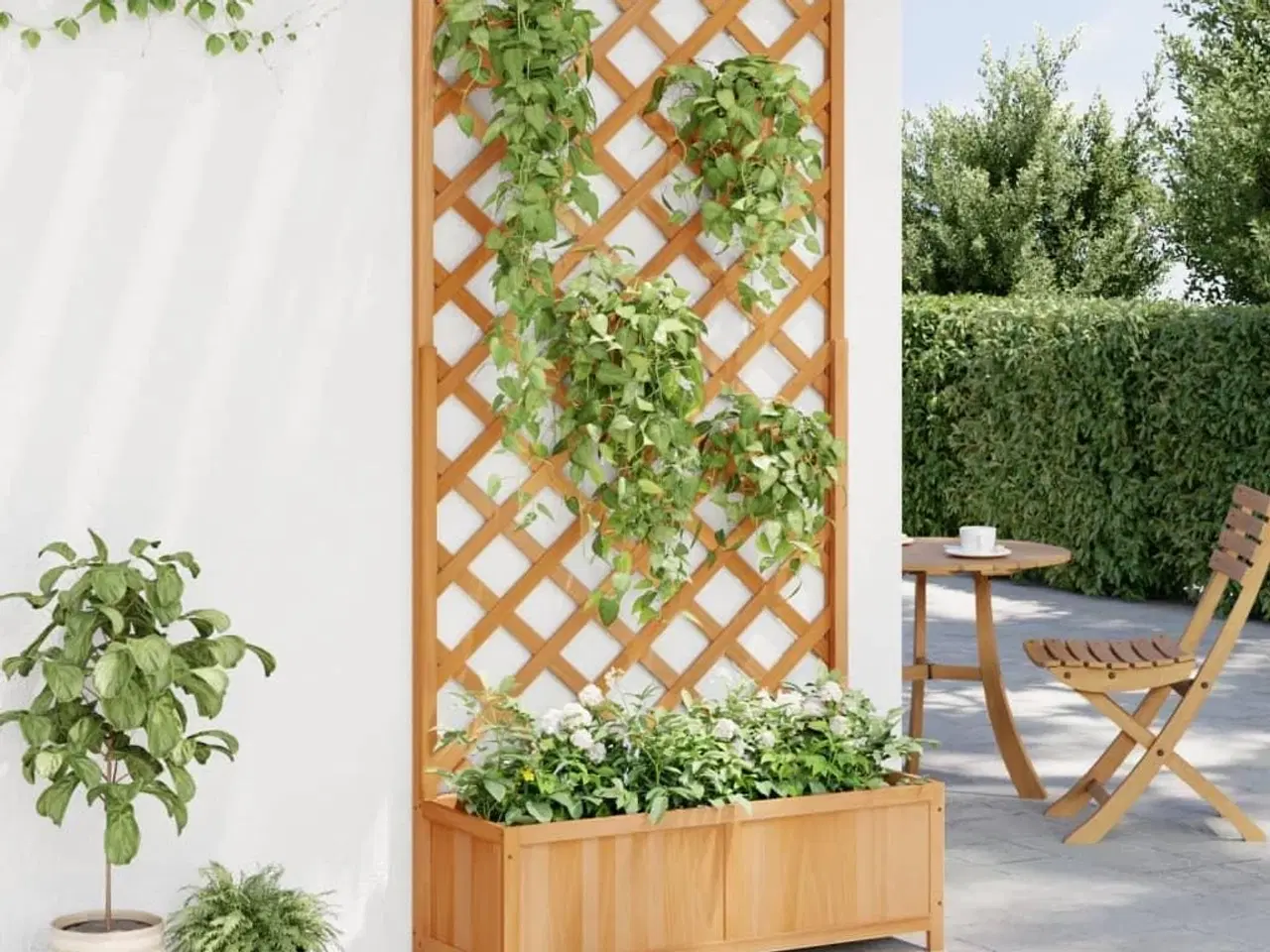 Billede 3 - Plantekasse med espalier massivt grantræ brun