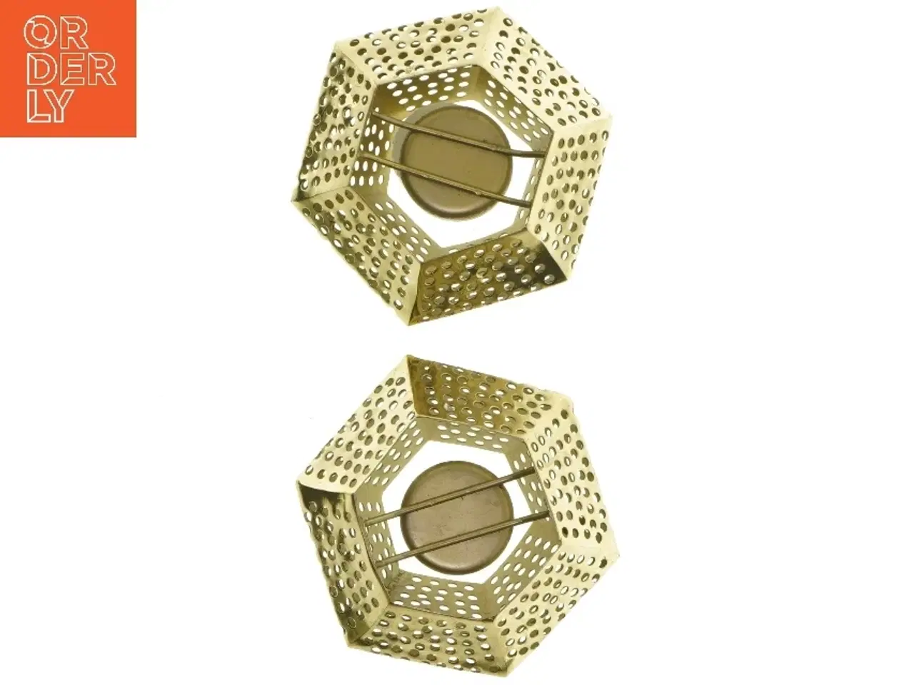 Billede 3 - 2 Perforerede fyrfadsstager i messing(str. Ø 12 cm)