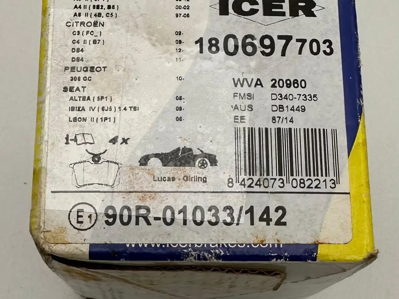 Billede 1 - ICER Bremseklodser Bag (180697-703)