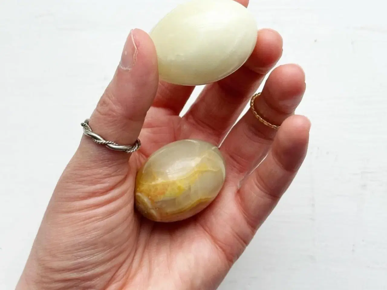 Billede 2 - Sæt af 2 æg, hvid onyx
