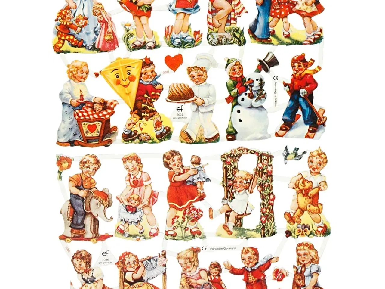 Billede 1 - Glansbilleder, nostalgiske børn, ark 16,5x23,5 cm, 2ark/ 1 pk.