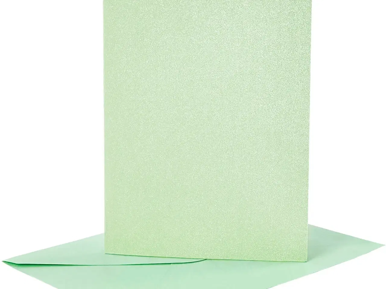 Billede 1 - Kort og kuverter, kort str. 10,5x15 cm, kuvert str. 11,5x16,5 cm, perlemor, 120+210 g, lys grøn, 4sæt/ 1 pk.