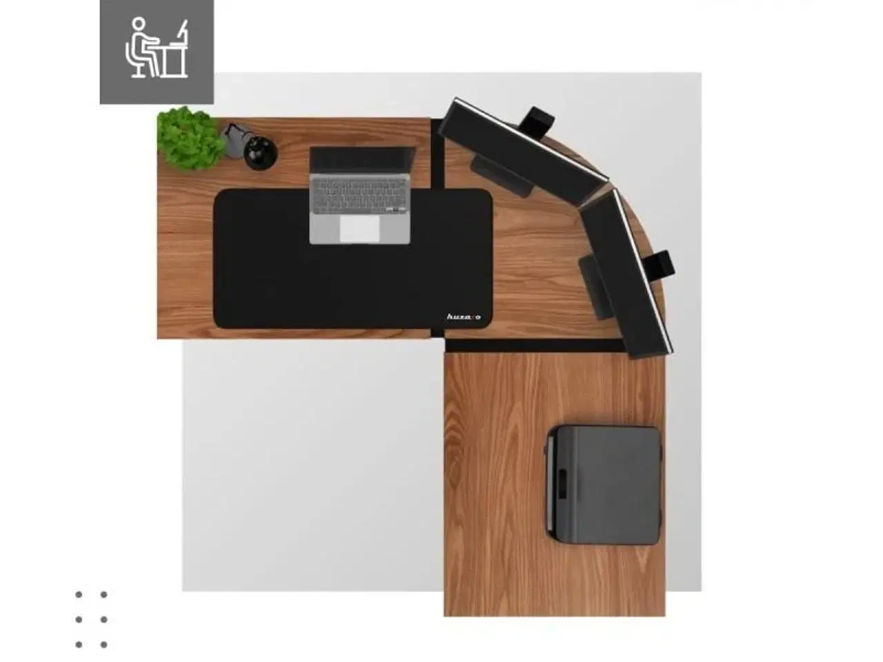 Billede 2 - Gaming bord L-form MARK ADLER Leader 5.5 WN – hjørneskrivebord i valnød/ sort