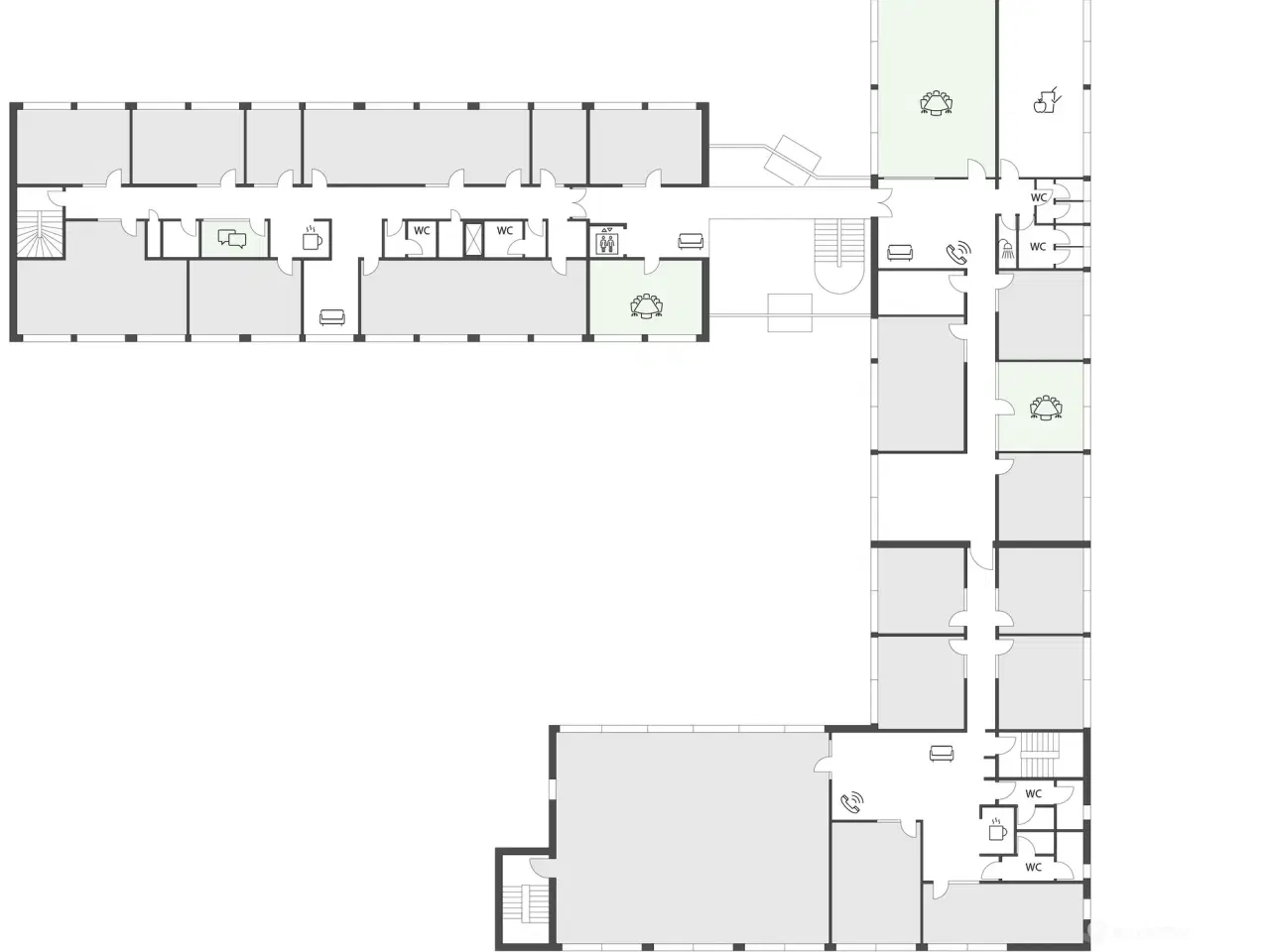 Billede 15 - Kontorhotel med gode fælles faciliteter på Tørringvej 7. 2610 Rødovre. Egne aflukkede kontorer med udsyn til fællesområder.