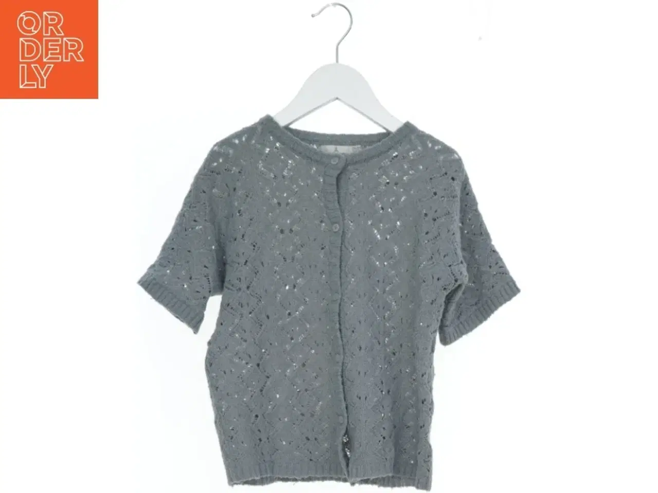 Billede 1 - Grå strikket cardigan med korte ærmer fra Åhlens (str. 140)