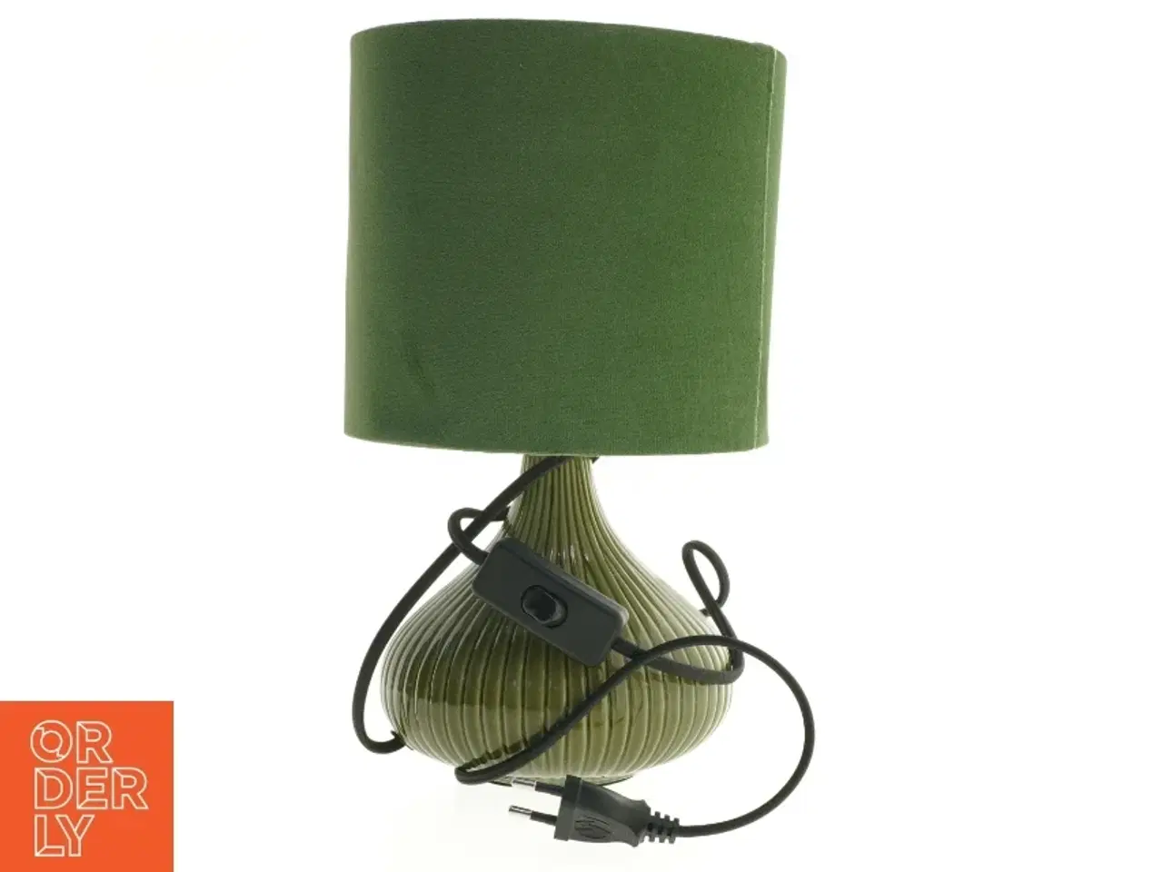 Billede 4 - Grøn bordlampe med keramisk fod (str. 30 x 18 cm)