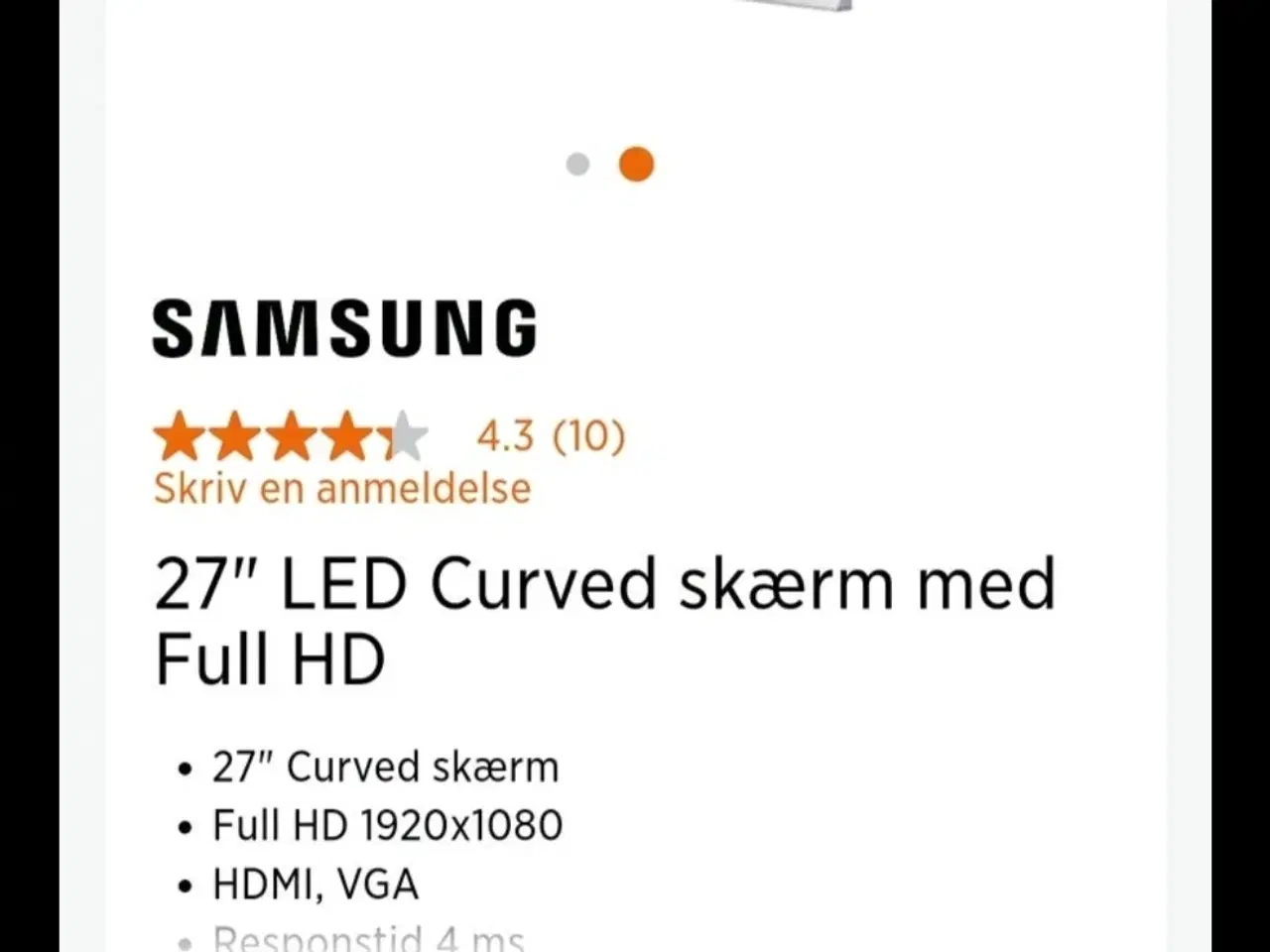 Billede 4 - SAMSUNG S27D590CS CURVED, FLADSKÆRM