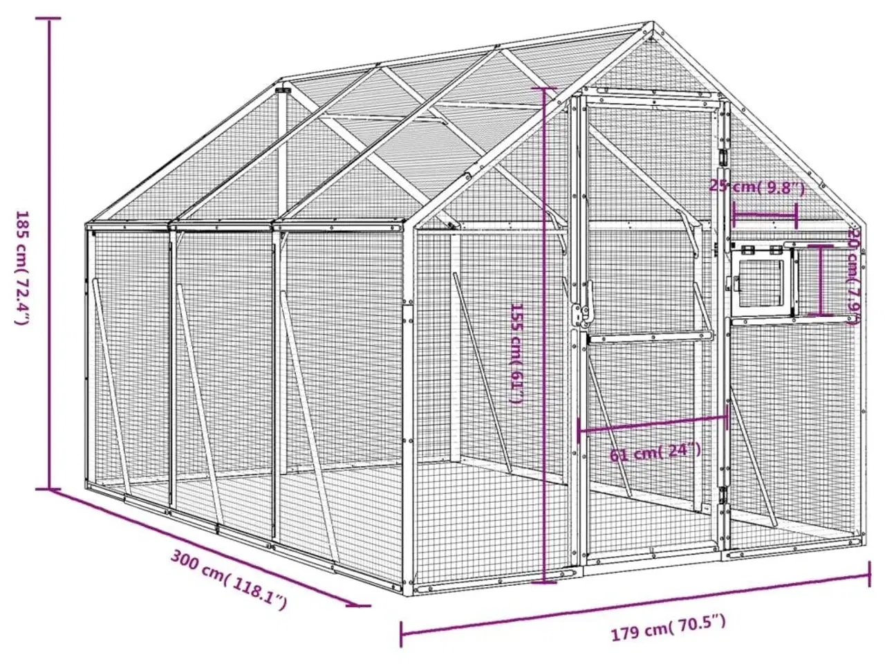 Billede 7 - Voliere 1,79x3x1,85 m aluminium sølvfarvet