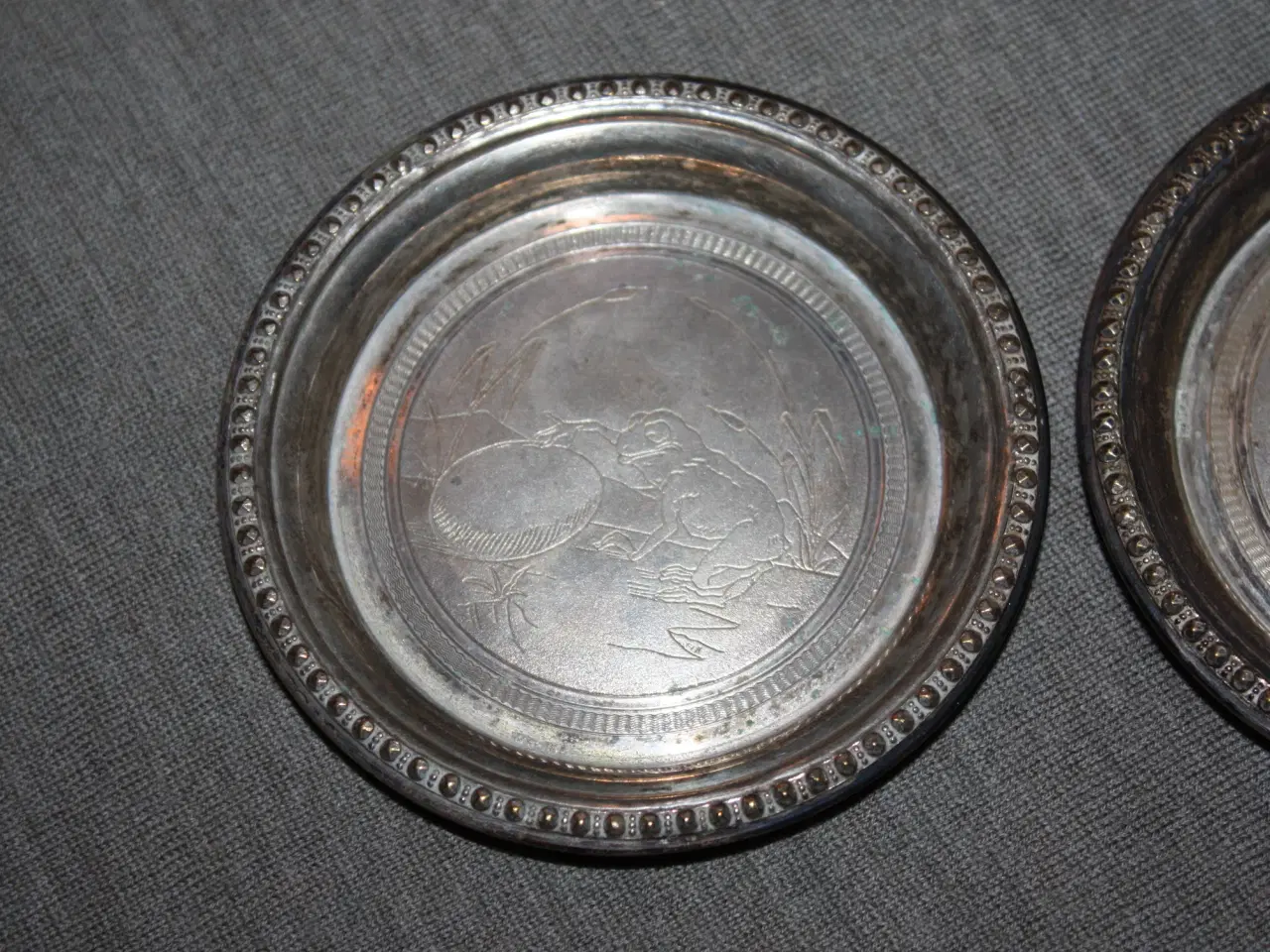 Billede 2 - Flaskebakker / Glasbakke i sølvplet diam 10 cm