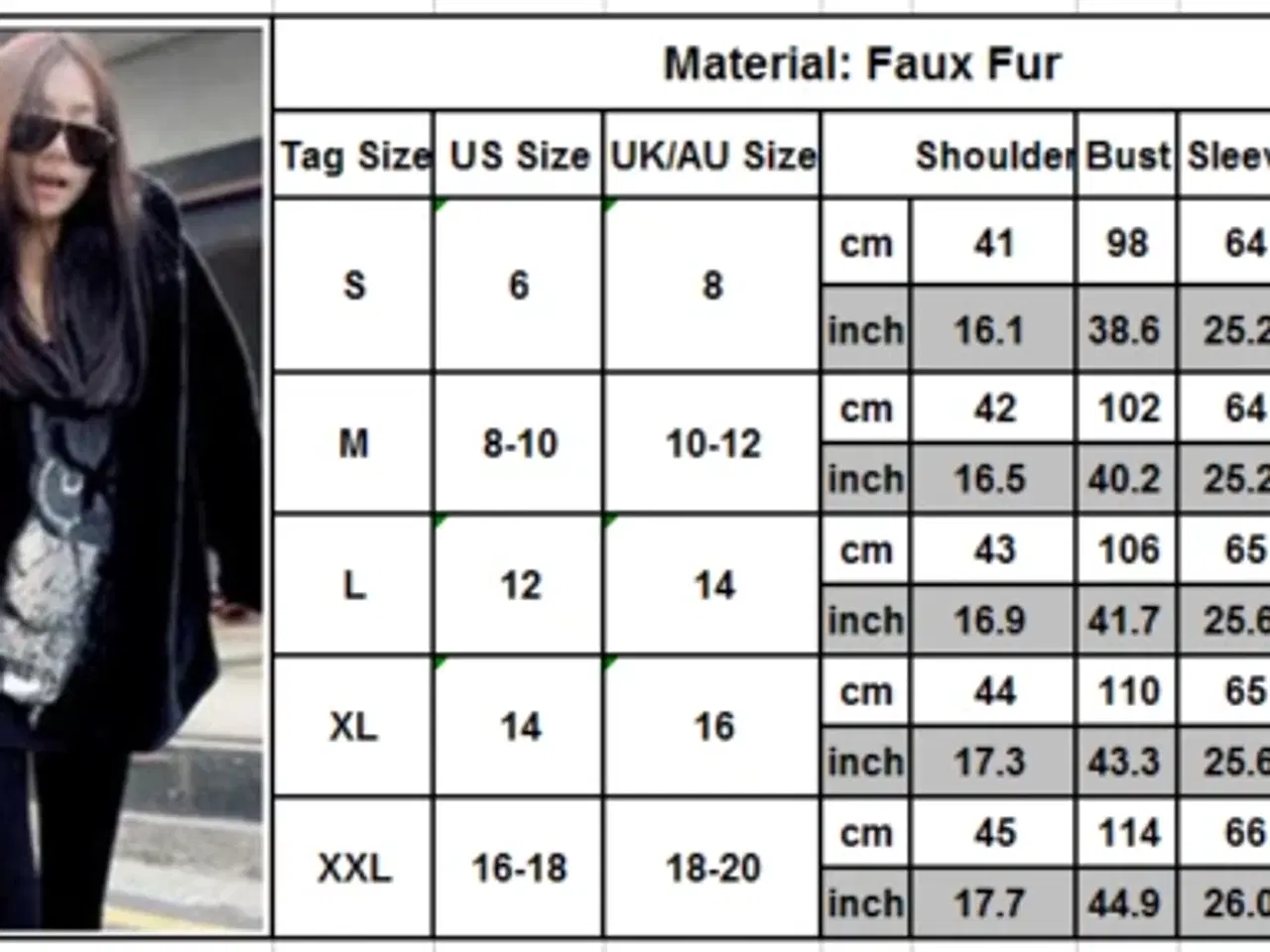Billede 5 - Faux(falsk)Furfrakke m.stor hætte/str: Large og XL