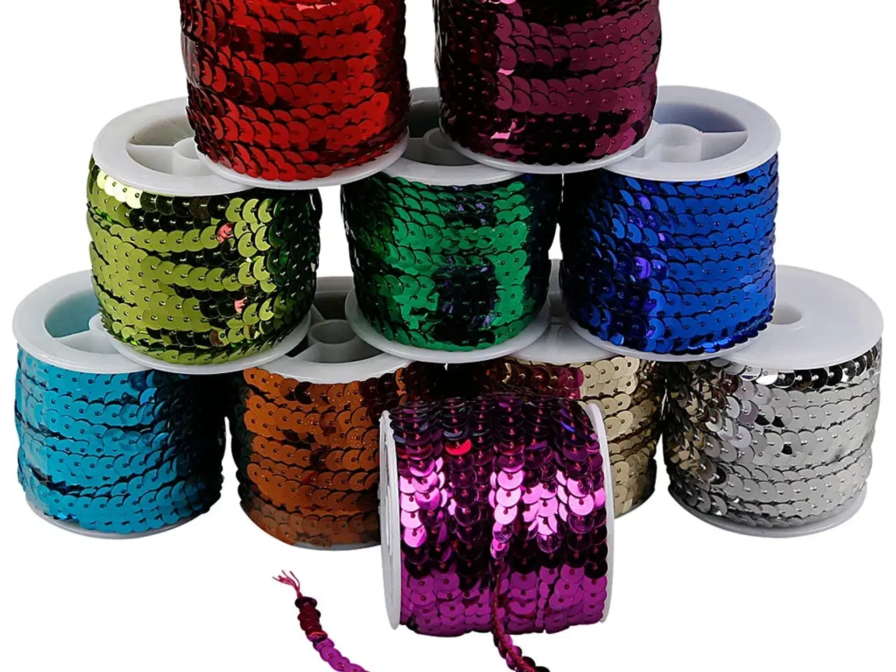 Billede 1 - Pailletbånd 6 mm - Metallicfarver, 10 m rulle