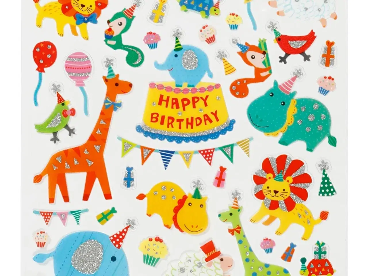 Billede 1 - Dyreorkester Stickers - Glitter Klistermærker 15x16,5 cm