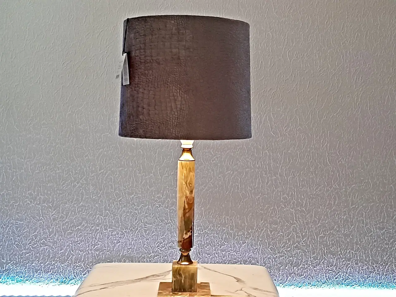 Billede 2 - Komplett Vintage Bordlampe i Jade sten/krystal 