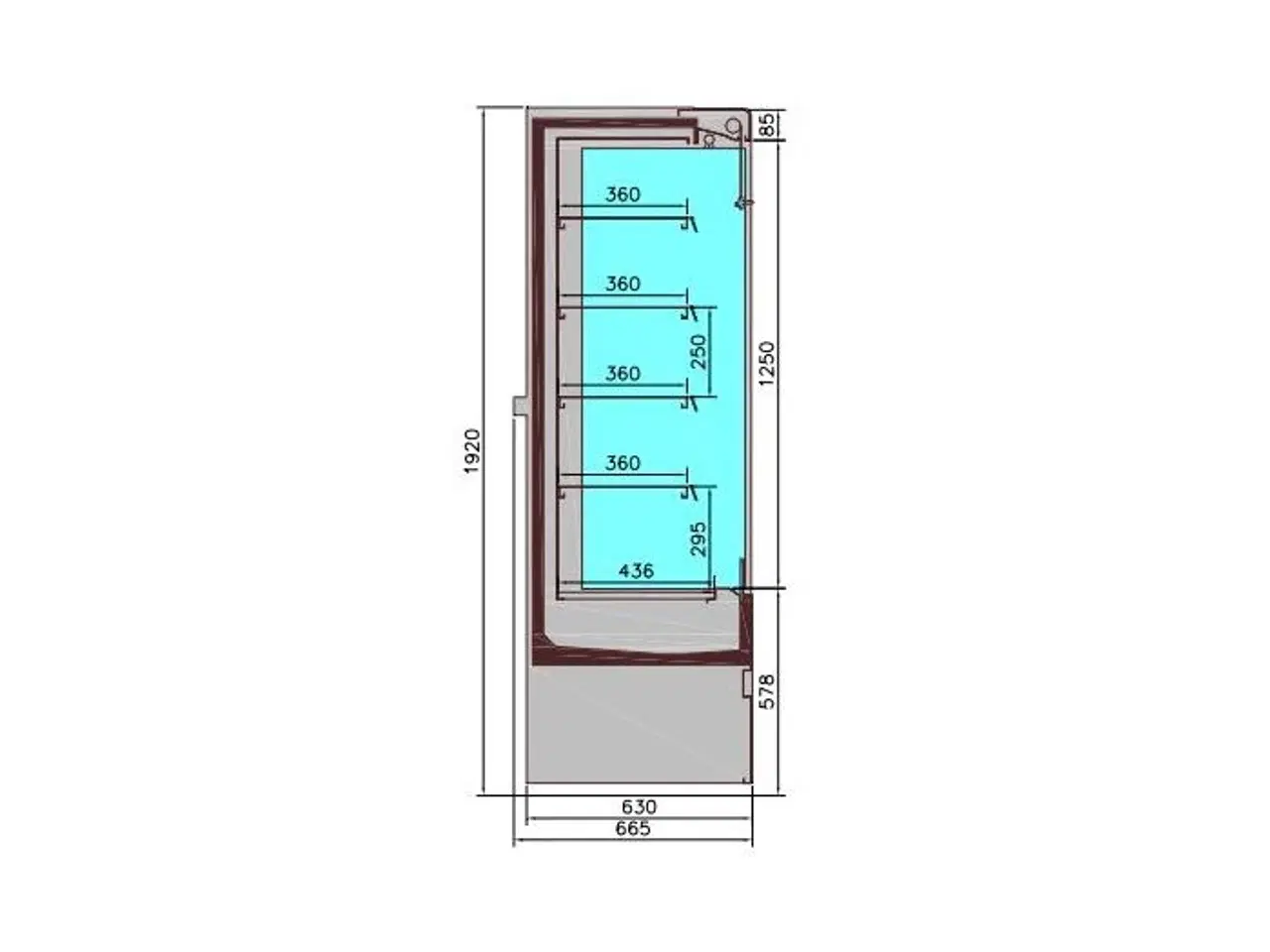 Billede 2 - Vægmonteret display køleskab – 1510x665x1920 mm