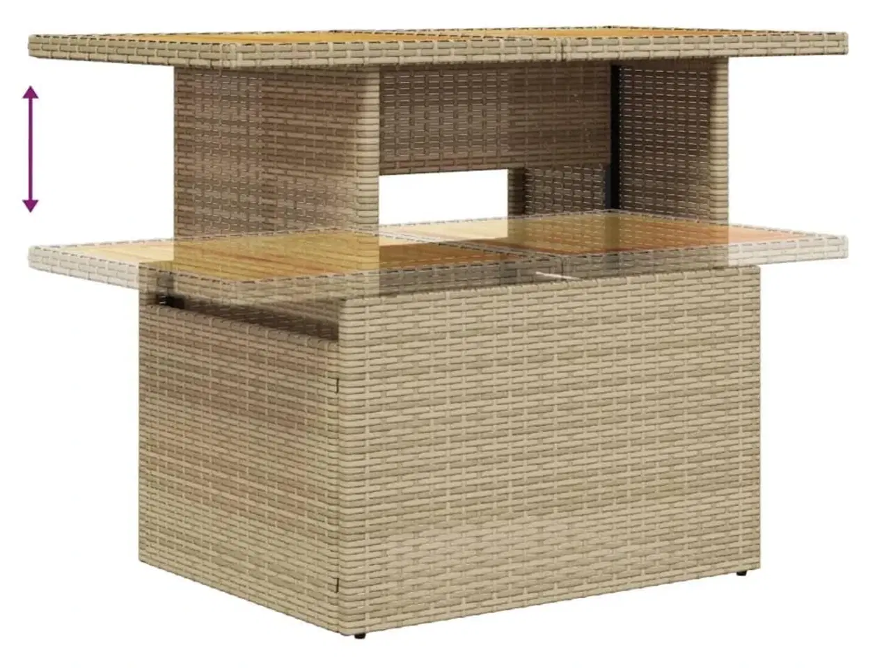 Billede 8 - Havebord 100x55x73 cm polyrattan og akacietræ beige