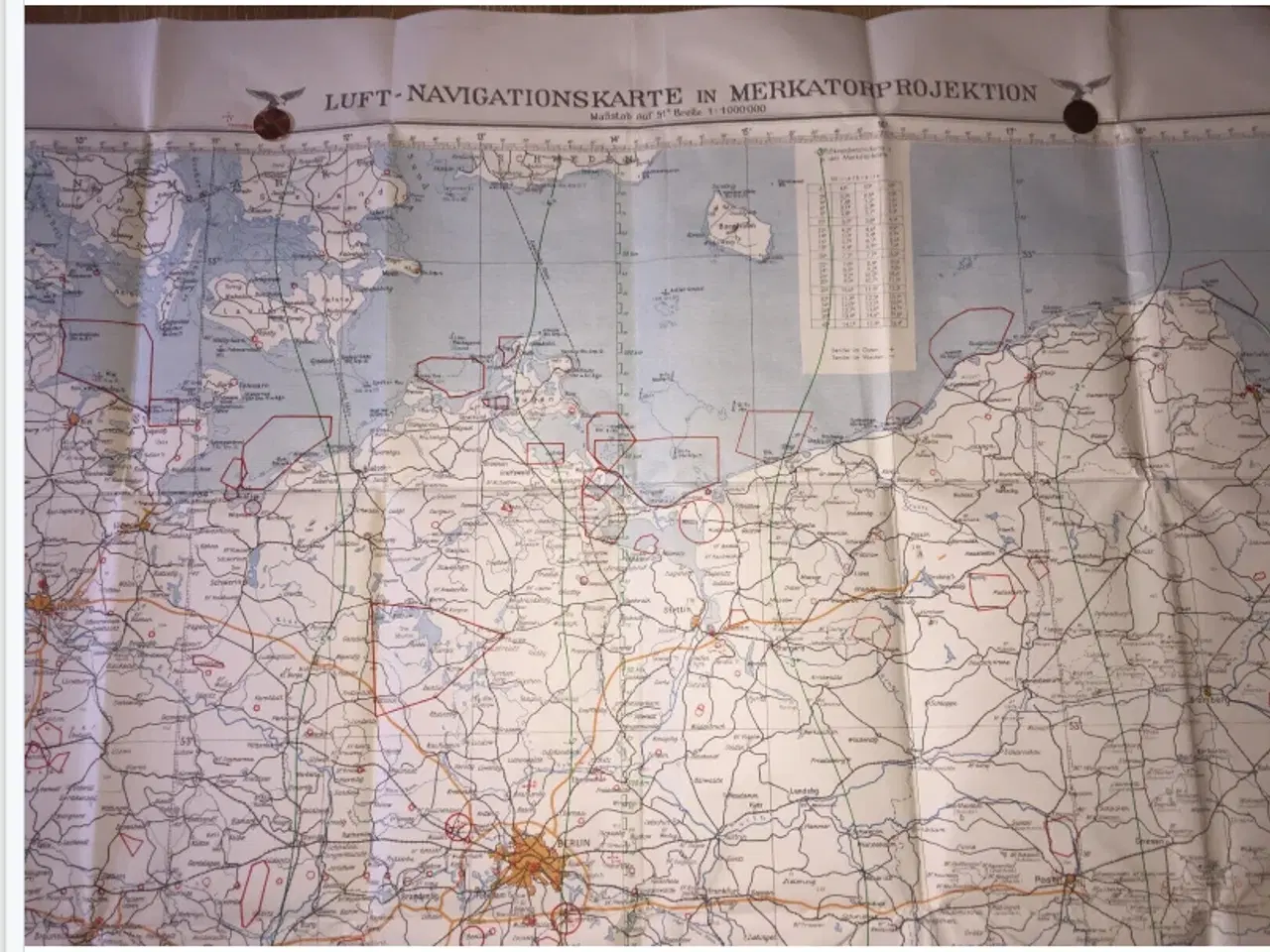 Billede 1 - Luftwaffe Navigationskort fra 1940'ne. tysk. ww2