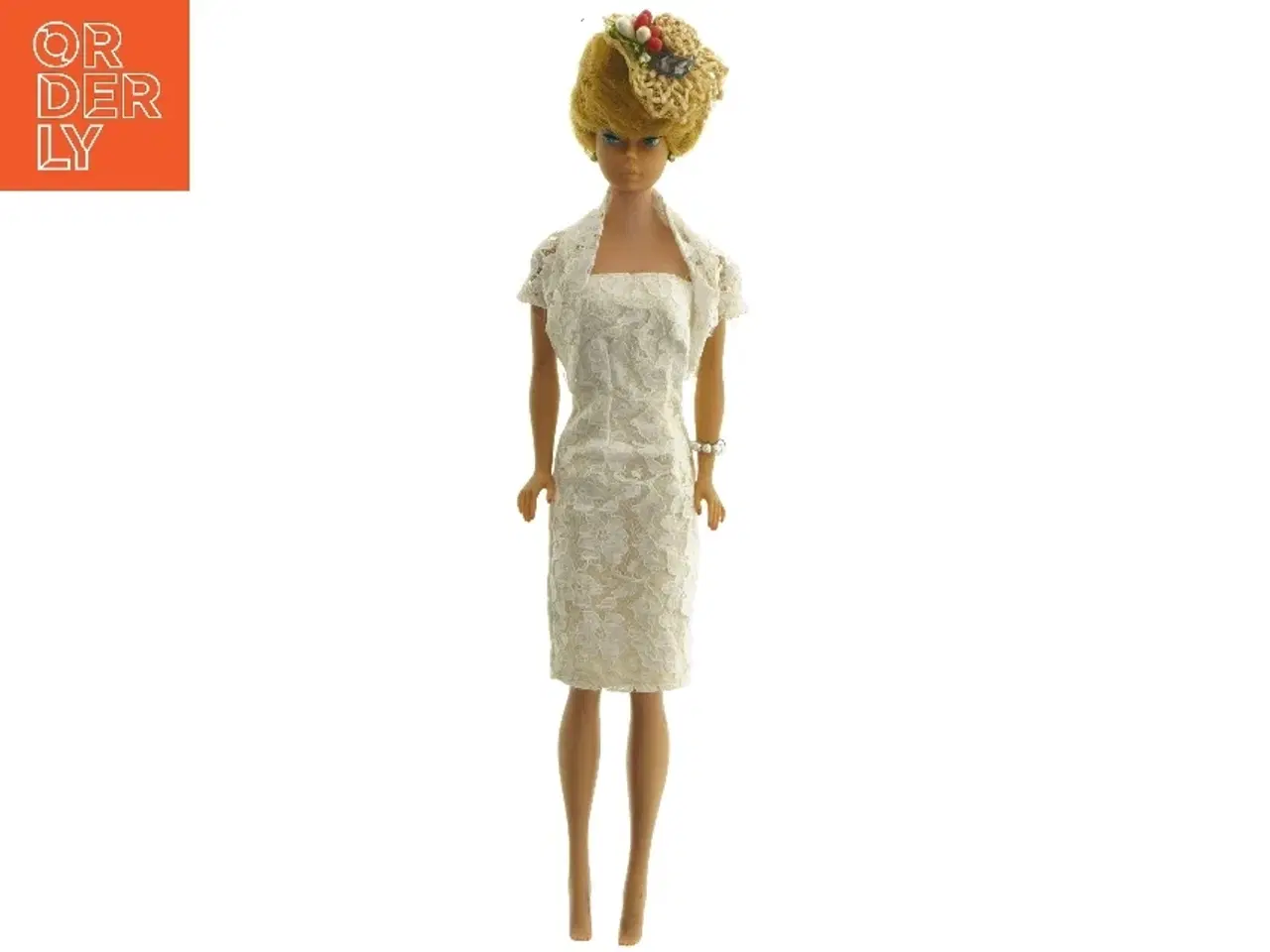 Billede 1 - Vintage dukke med blonderkjole (str. 30 cm)