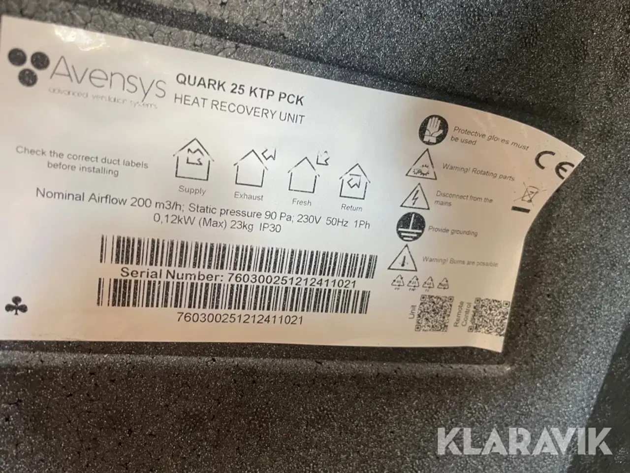 Billede 9 - Ventilationssystem Avensys Quark 25KTP 6 styk
