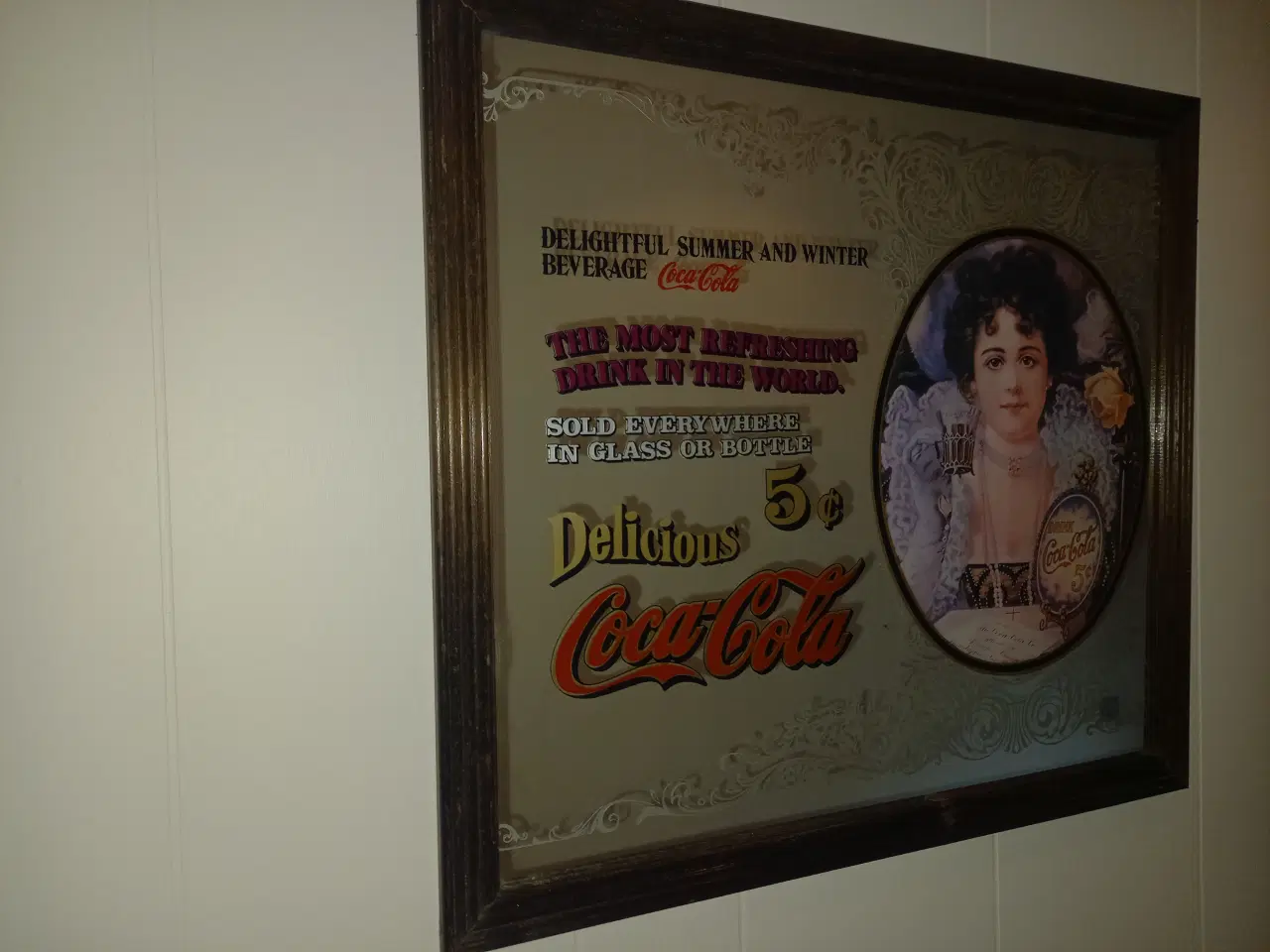 Billede 4 - Coca-Cola spejl i Træramme 