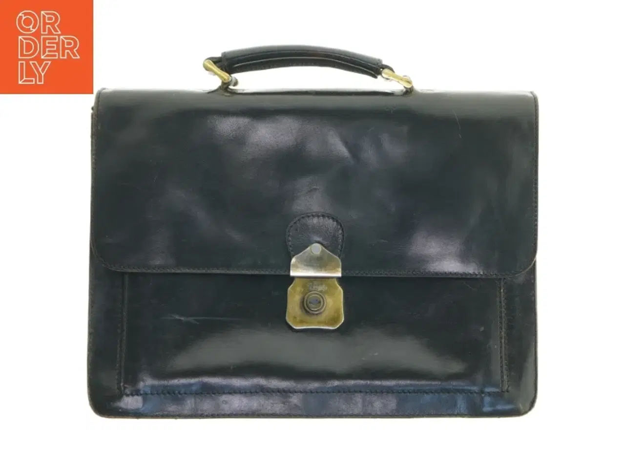 Billede 1 - Sort læder dokumentmappe (str. 28x36,5 cm)