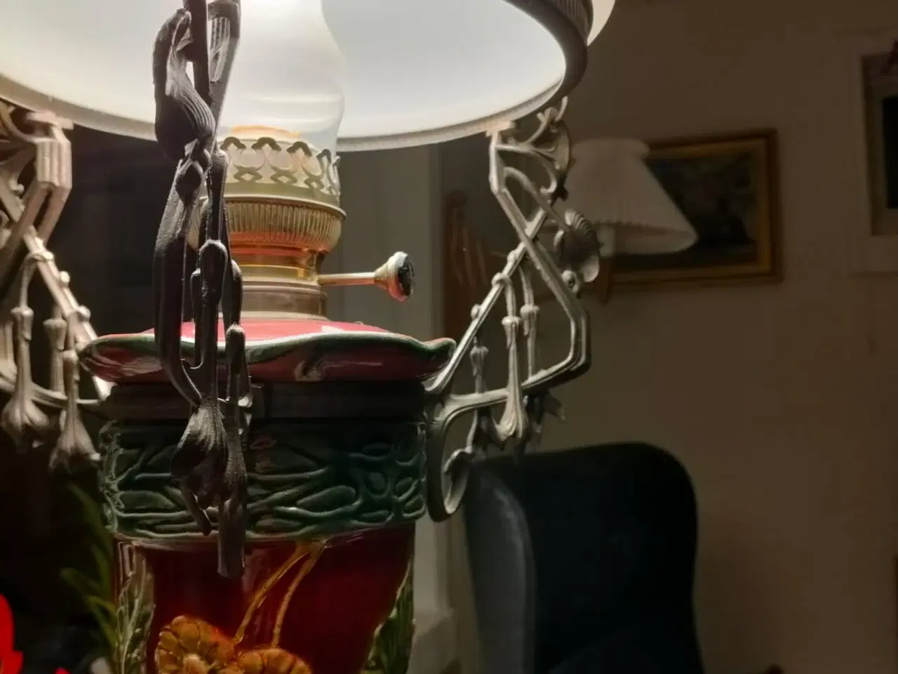 Billede 2 - Majolica Petroleums loftslampe