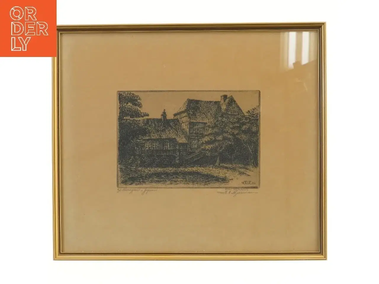 Billede 1 - Ramme med billede af hus (str. 36x31 cm)