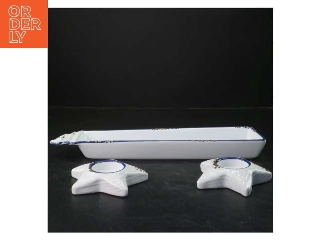 Billede 2 - Dekorationsfad med tilhørende lysestager (str. Femogtredve , 5 x. 9 cm. og. 11 cm)