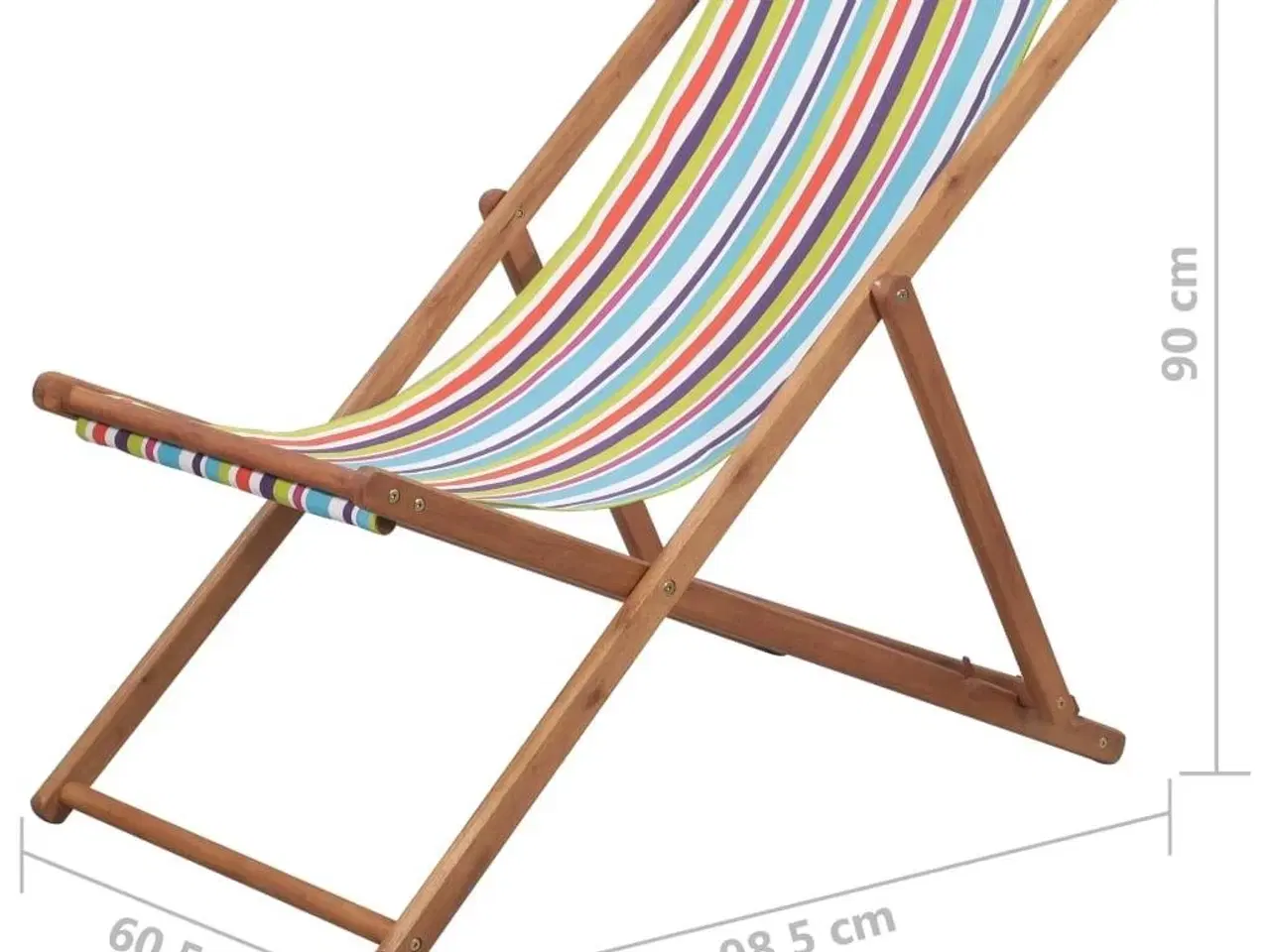 Billede 11 - Foldbar strandstol stof og træstel flerfarvet