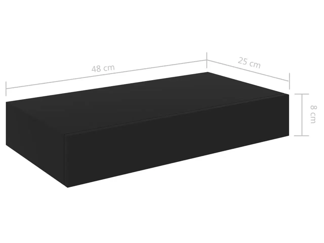 Billede 6 - Væghylde med skuffe 48x25x8 cm sort