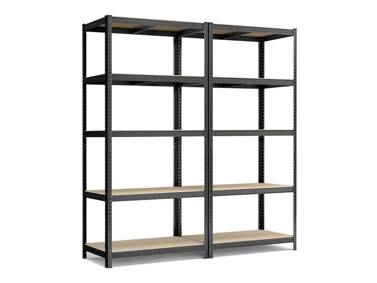 Billede 1 - Reol med 5 hylder sæt á 2, stål, 50 × 100 × 200 cm, sort