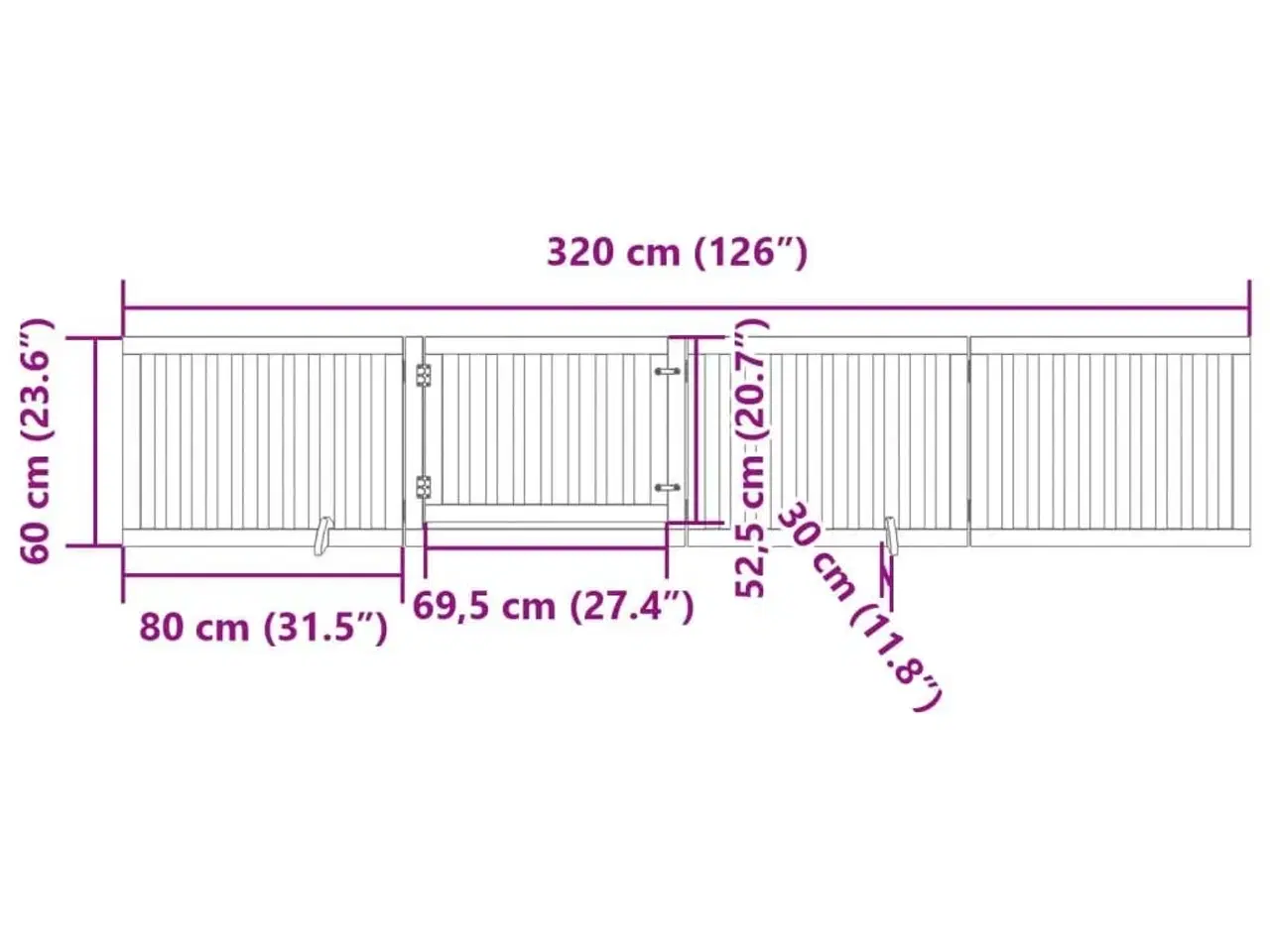 Billede 11 - Hundegitter med dør, foldbar, 4 paneler, 320 cm, poppeltræ
