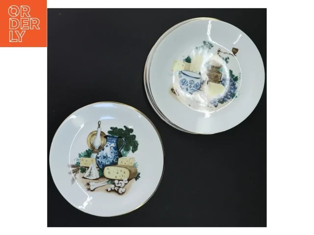 Billede 2 - Porcelæns tallerkener med oste motiv (str. Ø 19 cm)