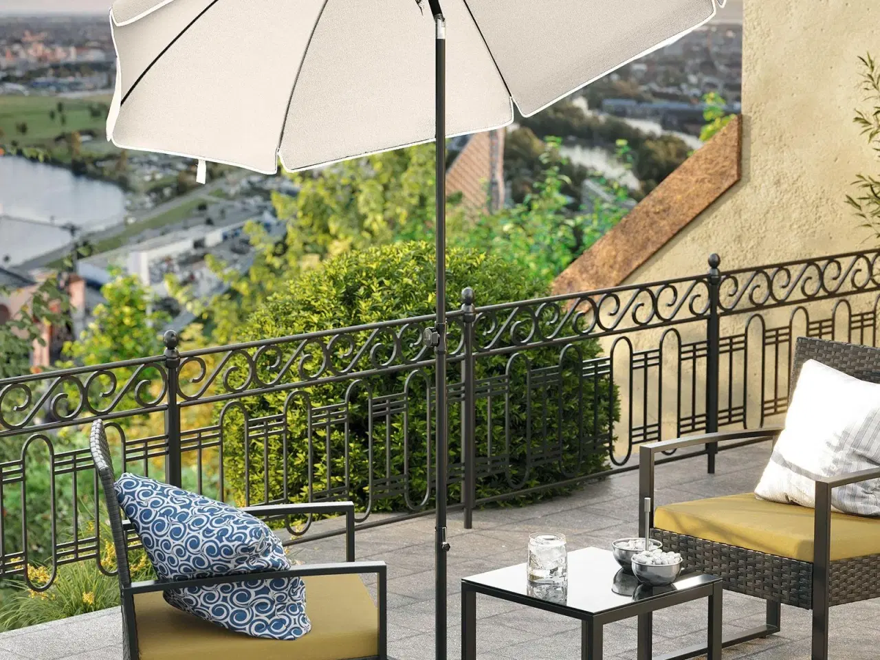 Billede 5 - Parasol 2 m til strand og have – UPF 50+, tilt og bæretaske, beige