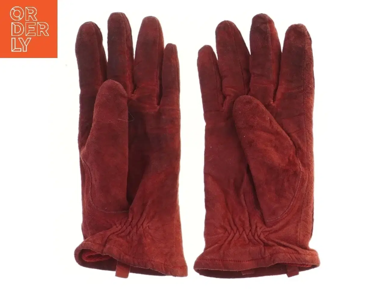 Billede 2 - Rød/Brune ruskind læderhandsker fra Estelle (str. størrelse 8/L, 22,5 cm)