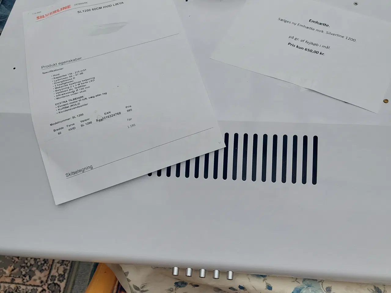 Billede 1 - Væghængt Emhætte. mrk. Silverline SL 1200.
