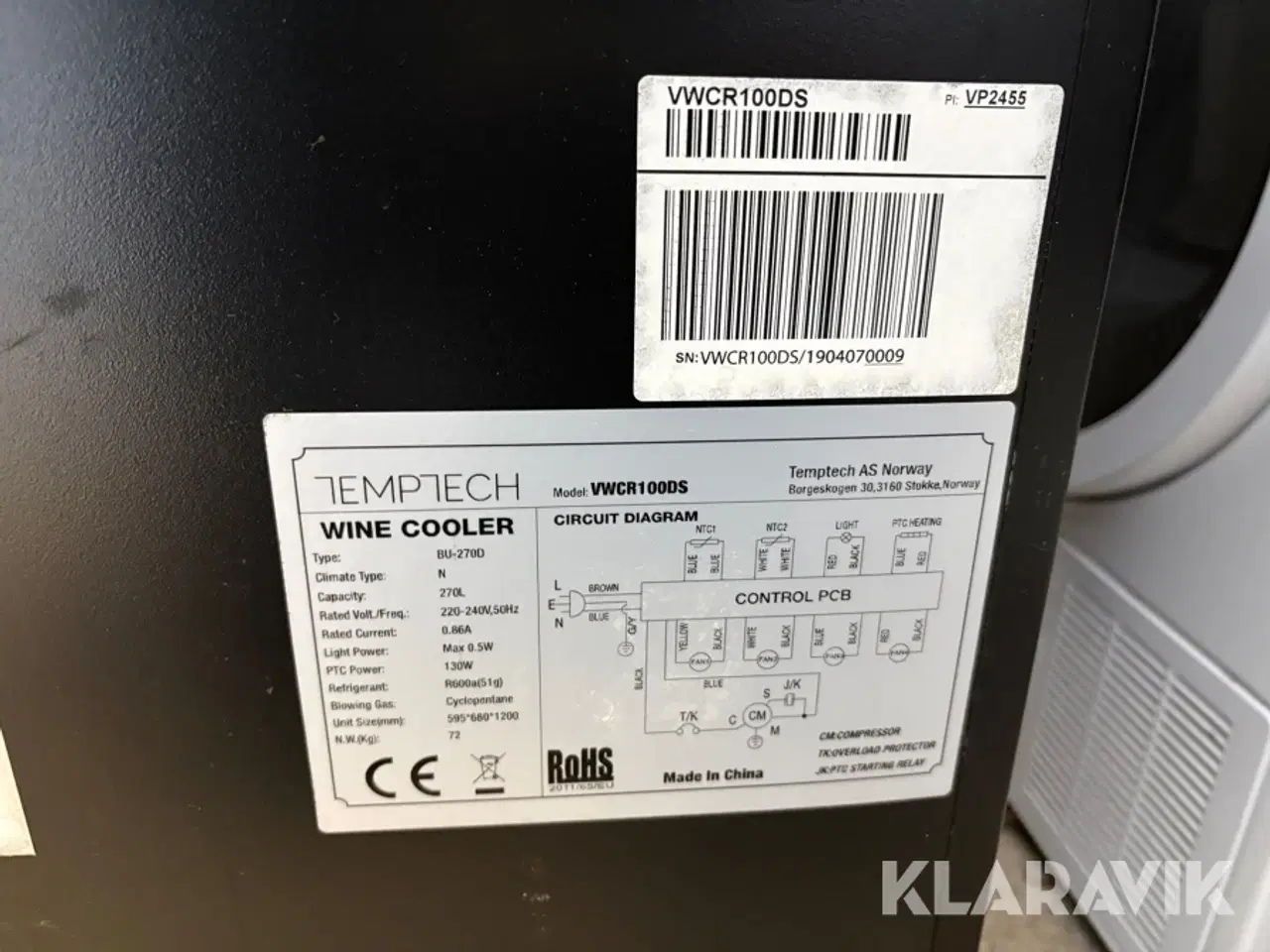 Billede 11 - Vinkøleskab Temptech VWCR100DS