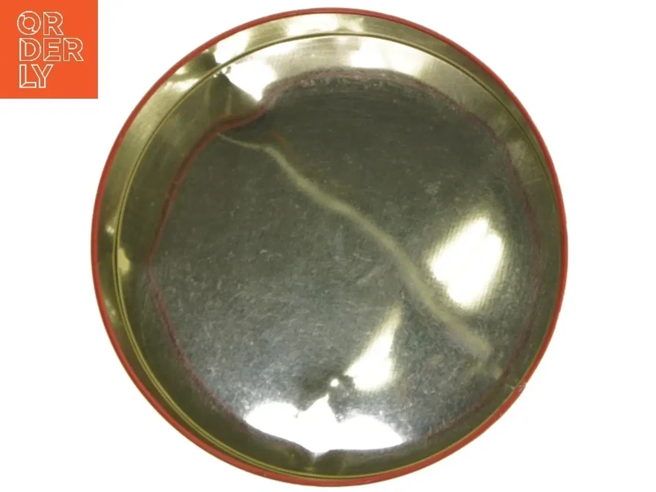 Billede 3 - Rund metaldåse med poinsettia dekoration (str. Ø 22 cm)