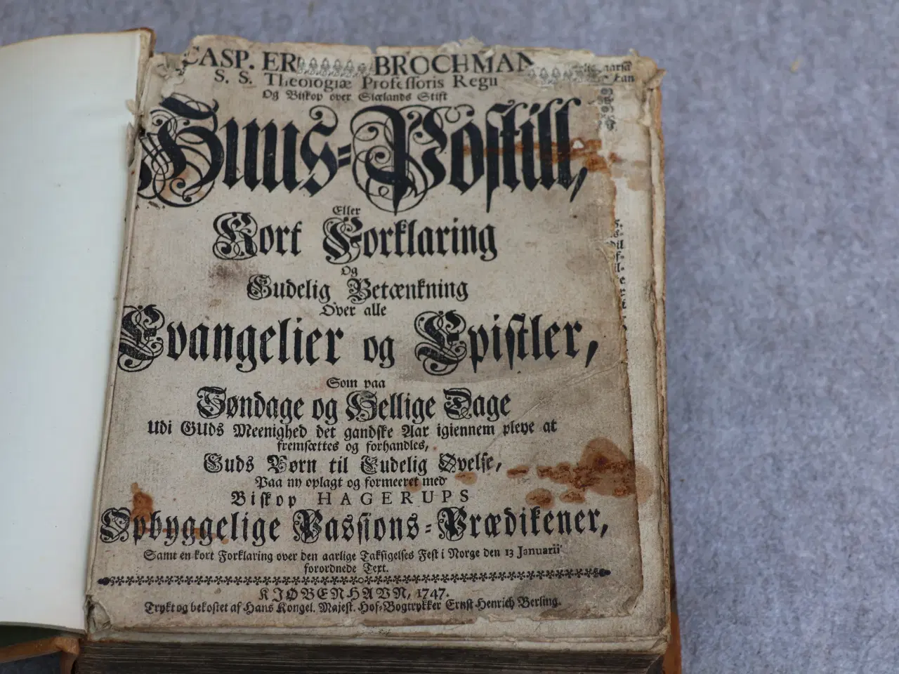 Billede 3 - Antik Bog Jesper Brochman læderbundet fra 1747 "Hu