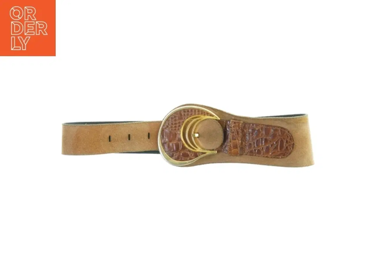 Billede 2 - Læderbælte med guldspænde (str. Længde, 75 cm. b. 5 - 10 cm)