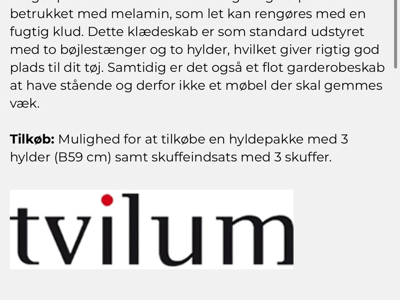 Billede 4 - Garderobeskab fra Tvillum