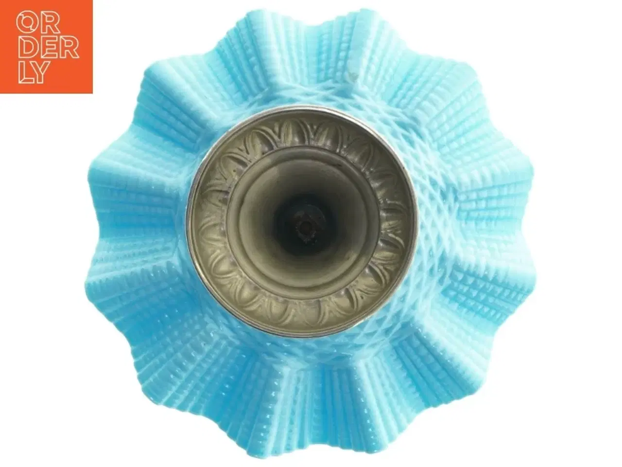 Billede 3 - Presset Turkis Blå Opaline Glas fad på fod (str. 16 x 23 cm)