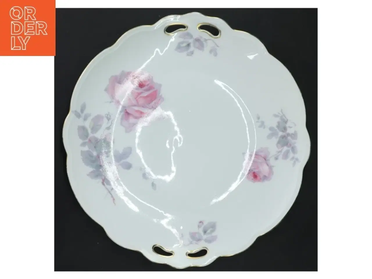 Billede 2 - Pyntet porcelænsfad med blomster (str. Ø 26 cm)