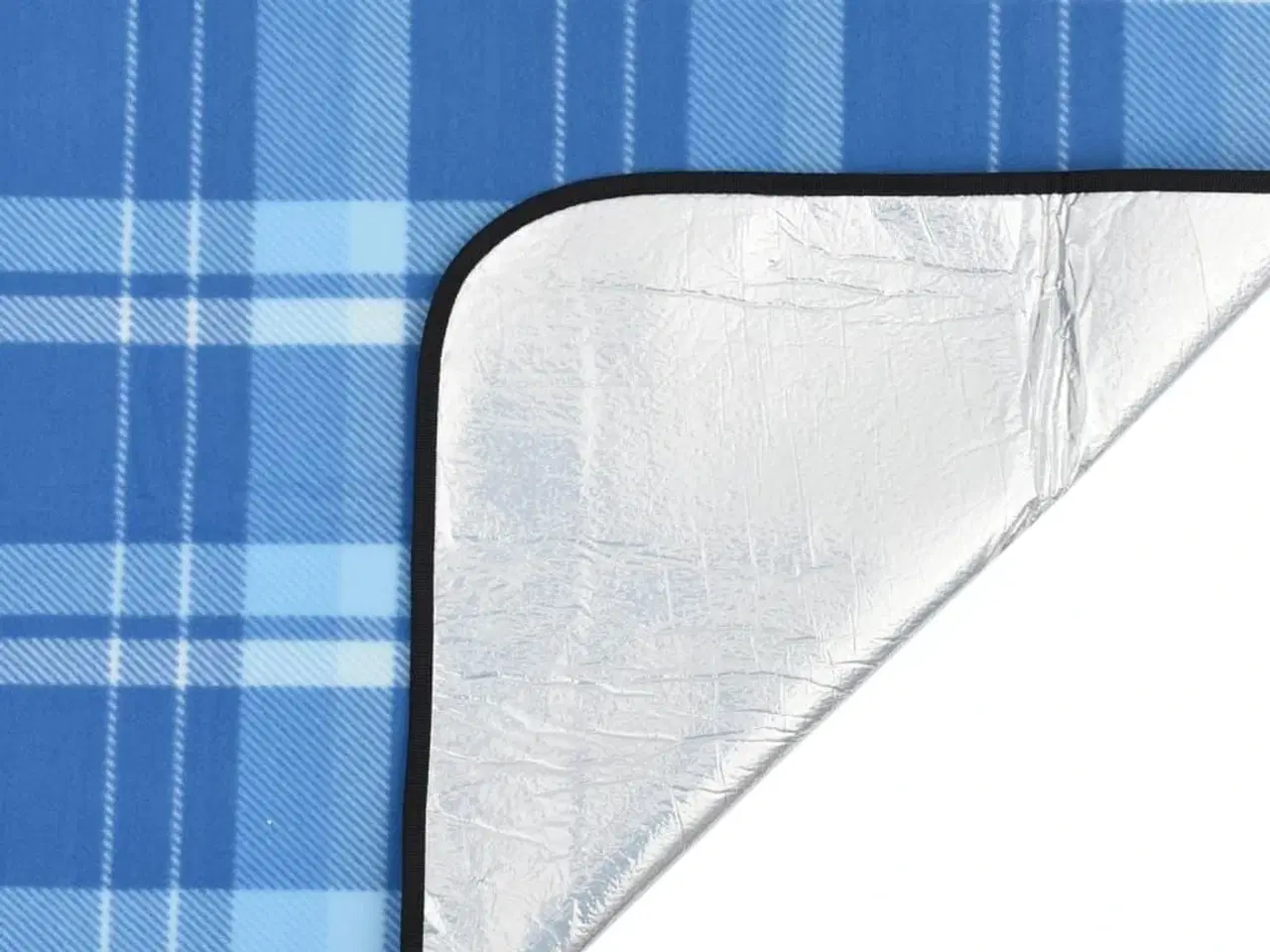 Billede 4 - Picnictæppe 200x200 cm foldbart fløjl ternet blå